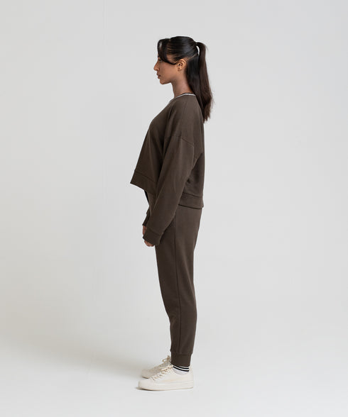 Women's Contrast V-Neck Sweatshirt